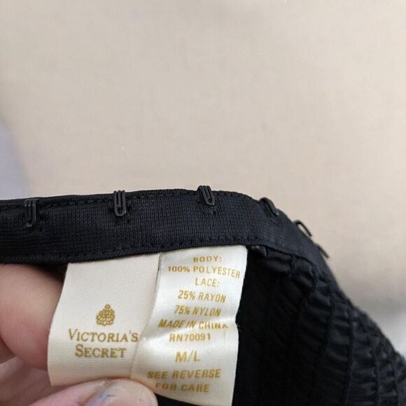 Vintage Victoria's Secret Gold Label black lace beaded overbust corset top - Picture 4 of 4